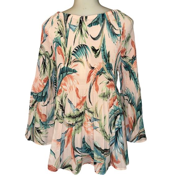 Spense Pleaters Women's Size XL Pink Floral Blouse Top 3/4 Bell Sleeve - Picture 2 of 9